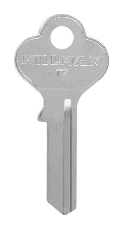 Pack of 10 Emery Jensen T-7 Taylor key blanks, cylinder lock key replacements with metal key blades and cut edges.