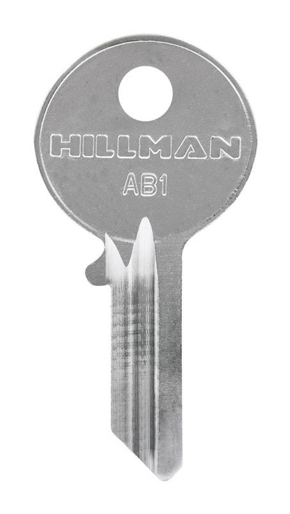 Pack of 10 Emery Jensen AB-1 ABUS key blanks for cylinder locks, showing plain metal key blanks with no cuts or markings.