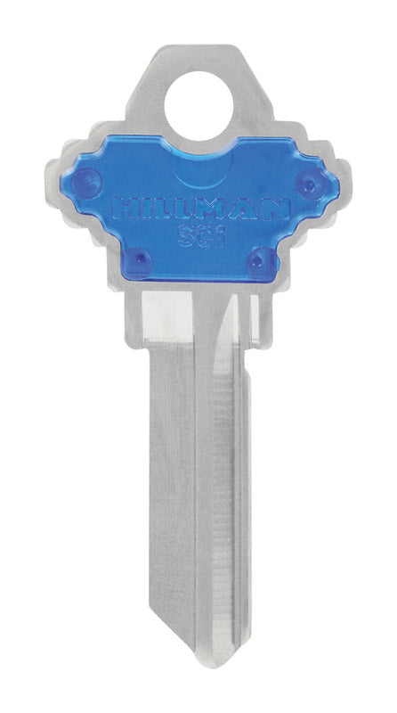 Set of 5 Emery Jensen SC-1 Blue Colorplus specialty keys, showing the unique blue-colored key heads and key blades.