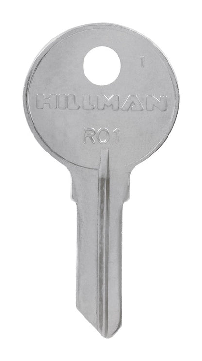 Pack of 10 Emery Jensen RO-1 Rockford keys, painted cylinder sports T keys, shown in a close-up image.