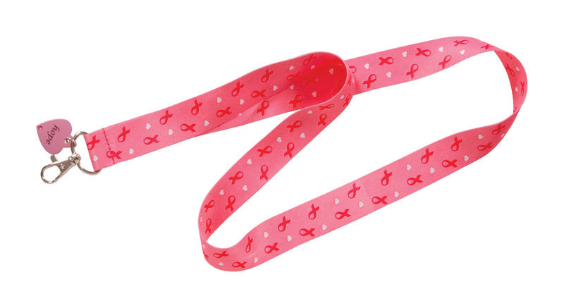 Lanyard-br CNCR Rbn/hrts - Pack of 6