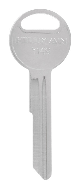 Emery Jensen Y-149 CHRYS key blank pack of 10 for domestic auto use, shown in a close-up view with key blanks on a white background.