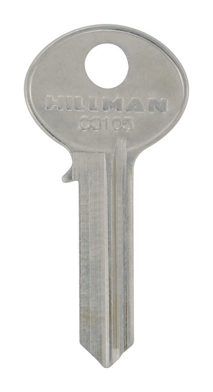 Pack of 10 Emery Jensen CO-105 CORBIN key blanks for cylinder locks, showing the silver metal keys with cut grooves.