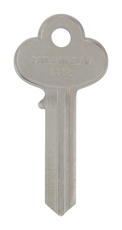 Set of 10 Emery Jensen CO-62 CORBIN key blanks for cylinder locks, featuring a standard key shape and silver finish.