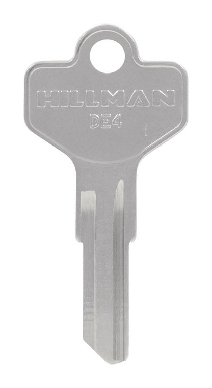 Pack of 10 Emery Jensen DE-4 DEXTER key blanks for cylinder locks, featuring durable metal construction.