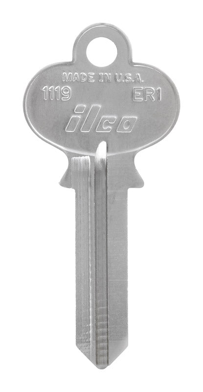 Set of 10 Emery Jensen ER-1 Earle Key Blank cylinders, showing metallic key blanks with smooth edges and brand markings.