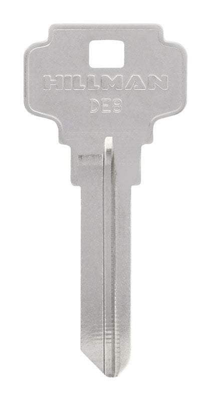 Pack of 10 Emery Jensen DE-8 Dexter key blanks, specialty keys with silver finish, suitable for locksmith and hardware use