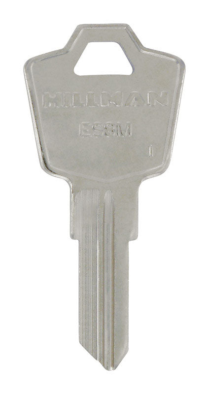 Pack of 10 Emery Jensen ES8M ESP key blanks, specialty keys with metal blades and plastic heads, for locksmith use.
