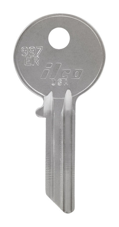 Set of 10 Emery Jensen 997ER Chateau Padlock specialty keys with key cuts and brand markings visible on each key.