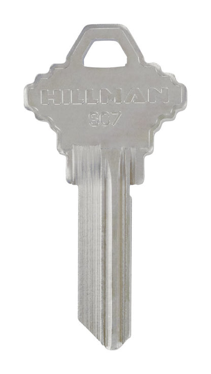 Set of 10 Emery Jensen SCHLAGE KEY BL specialty keys, showing silver metal keys with Schlage branding and unique cut patterns.