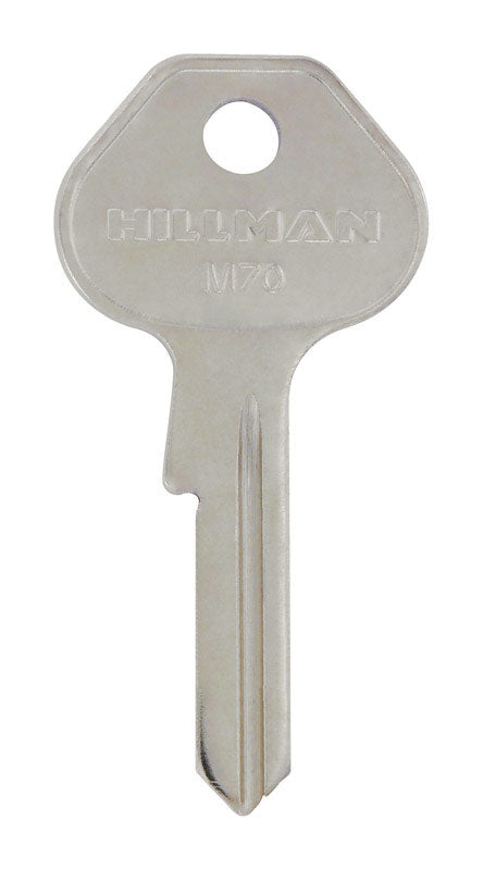 Set of 10 Emery Jensen M70/7000 MASTER blank specialty keys, showing uncut metal key blanks for locksmith use.