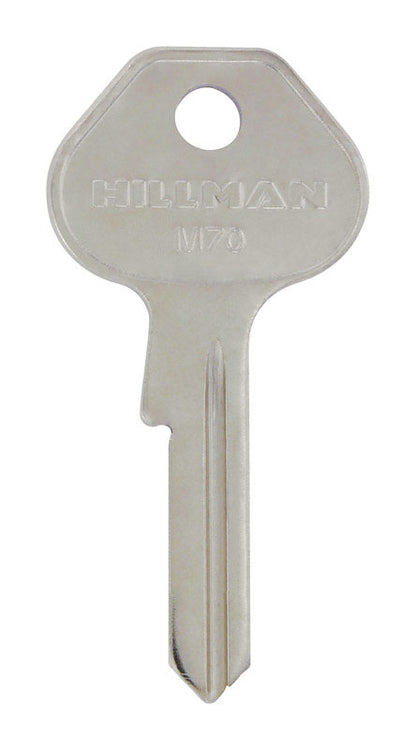Set of 10 Emery Jensen M70/7000 MASTER blank specialty keys, showing uncut metal key blanks for locksmith use.