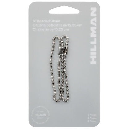 Set of five 6-inch beaded ball chain key tags by Emery Jensen, showing close-up of beaded metal design and keyring attachment.