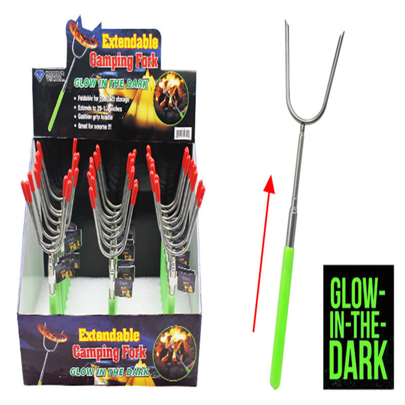 Set of 24 29-inch Extend Camping Forks by Emery Jensen, impulse novelty camping utensils with durable metal construction.