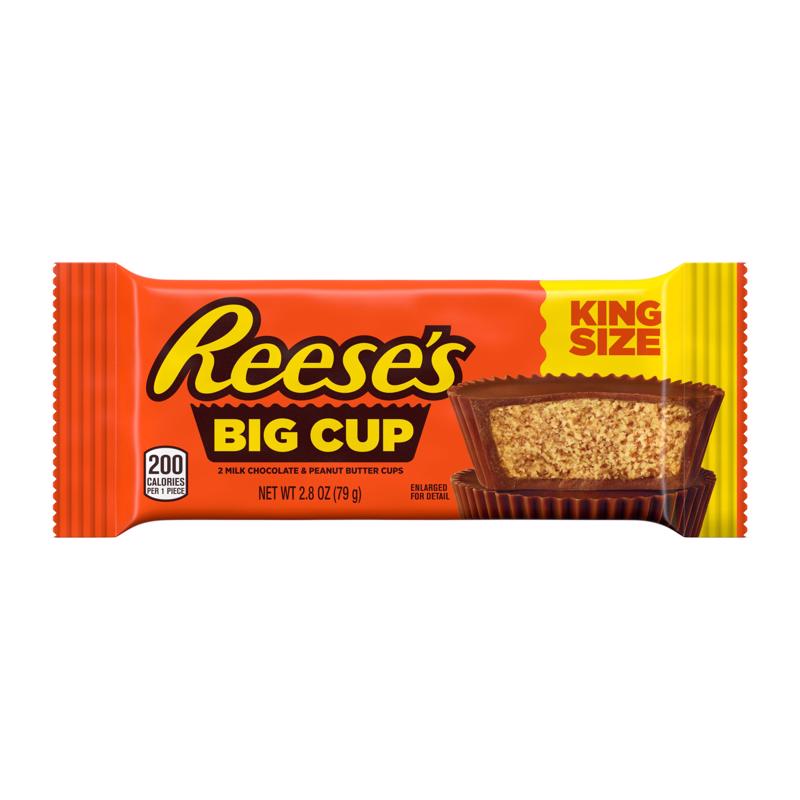 Emery Jensen Reese's Big Cup candy bar pack with 16 chocolate and peanut butter cups, displayed in a close-up image.