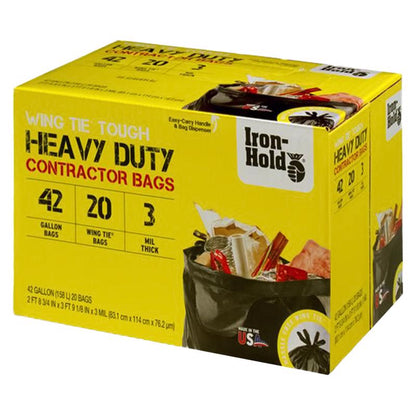 Emery Jensen contractor bags, 42-gallon industrial trash bags in a pack of four, suitable for commercial waste disposal.