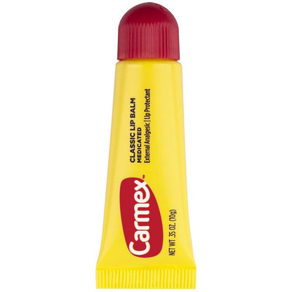 Emery Jensen CARMEX Lip Balm .35oz, pack of 12, showing tubes with red and white packaging, ideal for lip care and skin hydration.