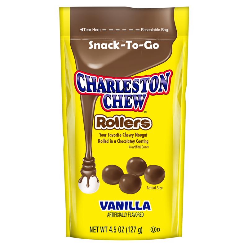 Pack of 12 Candy Charl Chew Rol Van candies from Emery Jensen, colorful chewy candies in bright packaging.