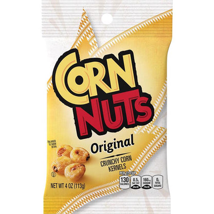 Emery Jensen Corn Nuts Original snack pack, 4oz, showing crunchy roasted corn nuts in a clear bag.