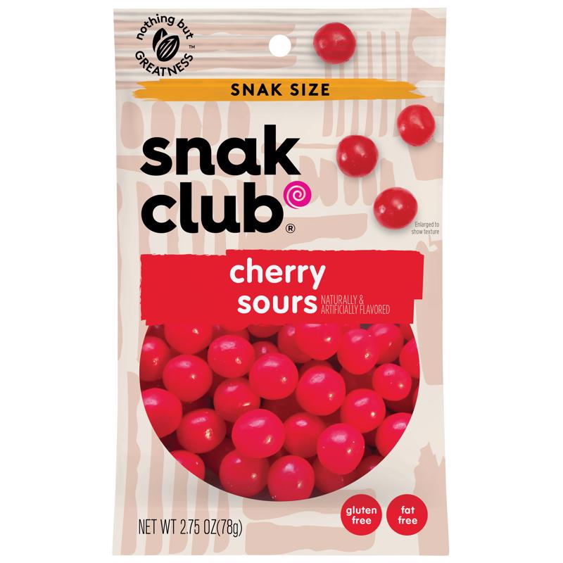 Assorted cherry sour candies in a 2.75oz bag, Emery Jensen candy and non-chocolate product, colorful and chewy treats.