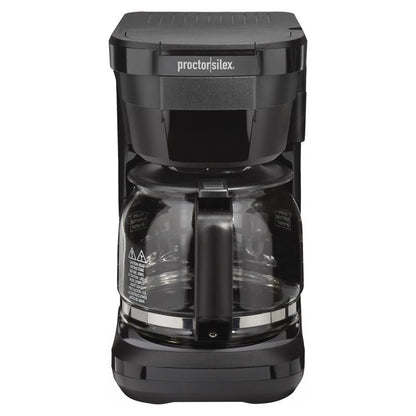 Two Emery Jensen auto drip coffee makers with glass carafes, 12-cup capacity, black plastic body, and digital control panels.