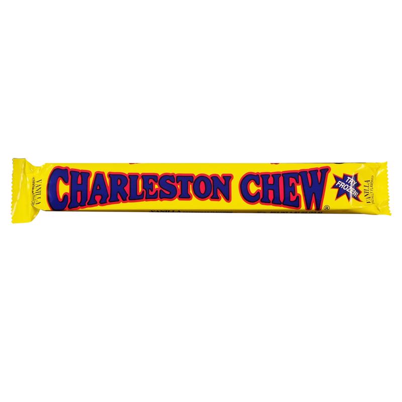 Emery Jensen Charleston Chew candy packs, 1.87oz each, featuring chocolate and vanilla flavors in a pack of 24.