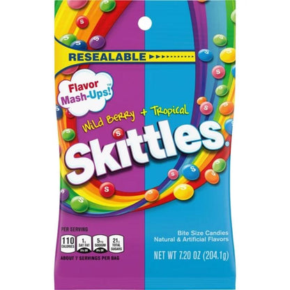 Emery Jensen SKTTL BRY & TRPCL non-chocolate candies, 7.2oz packs, colorful candy pieces in a clear container.