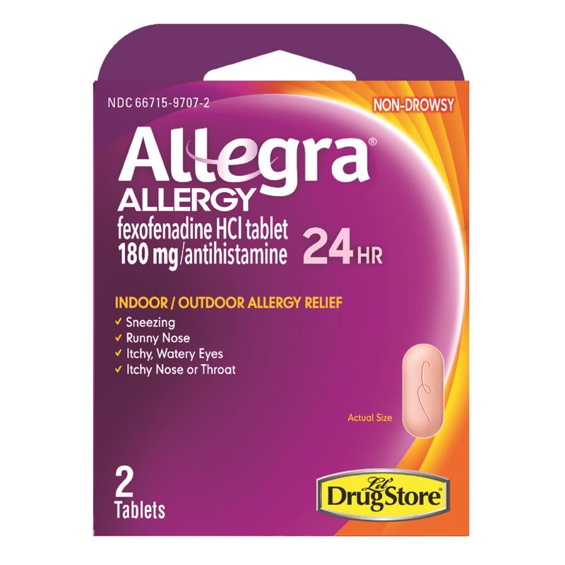 Emery Jensen allergy relief impulse/novelty packaging showing a box with allergy relief 180mg tablets in a 1-pack.