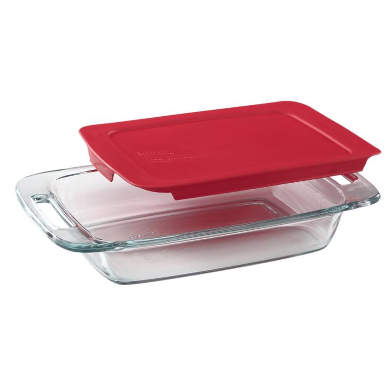 BAKING DISH Clr/red 2QT - Pack of 3