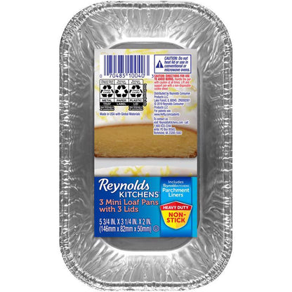 Set of 12 blue foil loaf pans with lids from Emery Jensen, ideal for baking and storage, featuring sturdy construction and vibrant color.