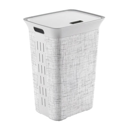 Set of four Emery Jensen LNDRY HMPR RSN WH 63.4qt laundry baskets with white finish, sturdy handles, and spacious design.