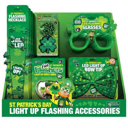 Pack of 30 St. Patrick's Day impulse and novelty accessories by Emery Jensen featuring festive green decorations and themed items.