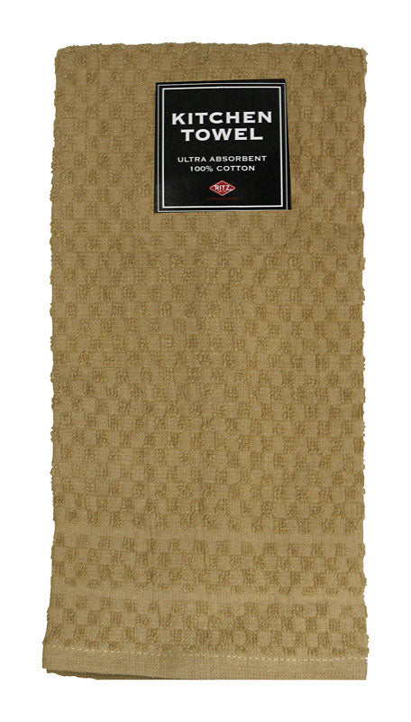 Set of six Emery Jensen KITCHN TOWEL SLD BISCOTT kitchen textiles with beige and white striped design on soft fabric.