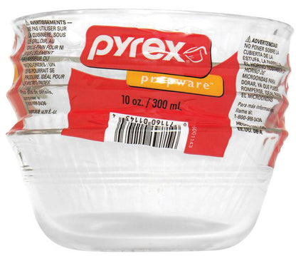 Set of six Emery Jensen glass ovenware custard cups, 10 oz Pyrex-style baking dishes for desserts and baking.
