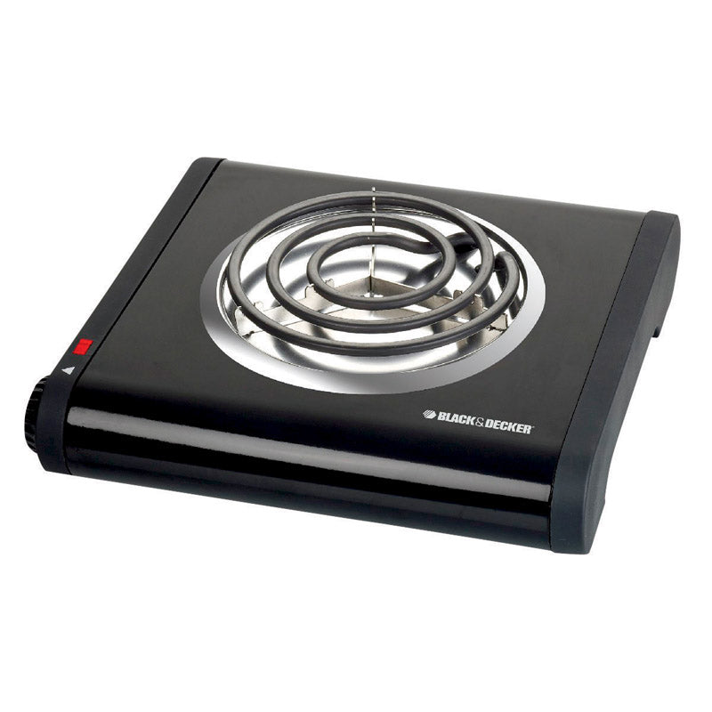 Pair of Emery Jensen single burner hot plates with black control knobs and compact metal construction.
