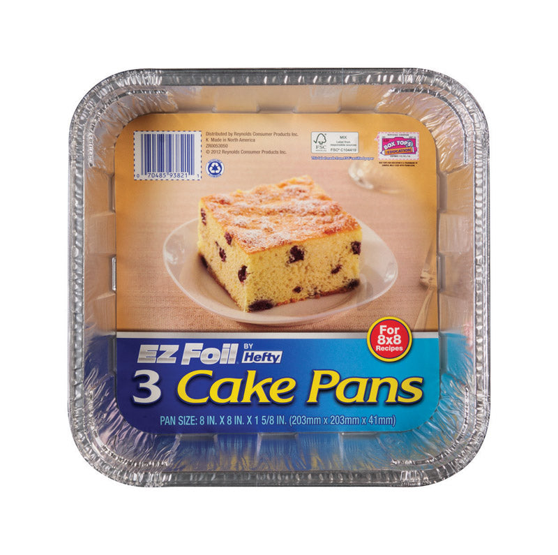 PAN FOIL CAKE SQ 8" PK 3 - Pack of 12