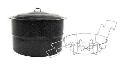 Two black canning jar racks for 33-quart jars, made by Emery Jensen, designed for organizing and drying canning jars.