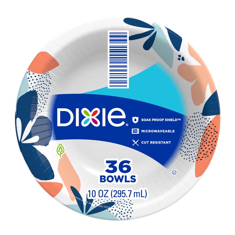 Disposable Emery Jensen 10oz bowls, pack of 8, with white plastic design for serving food or snacks.