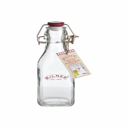 Set of four Emery Jensen Preserver Canning Jars, 8.45oz each, with clear glass and metal screw lids for food preservation.