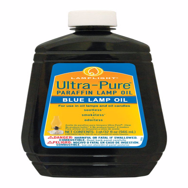 Blue ultra pure oil 32oz bottles from Emery Jensen, used for oil lamps and aromatherapy, with 12 bottles in the pack.