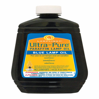 Blue ultra pure oil 32oz bottles from Emery Jensen, used for oil lamps and aromatherapy, with 12 bottles in the pack.