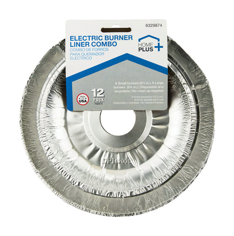 Emery Jensen burner liner set with 12 stove reflector pan extenders, showing the individual liners and their reflective surfaces.