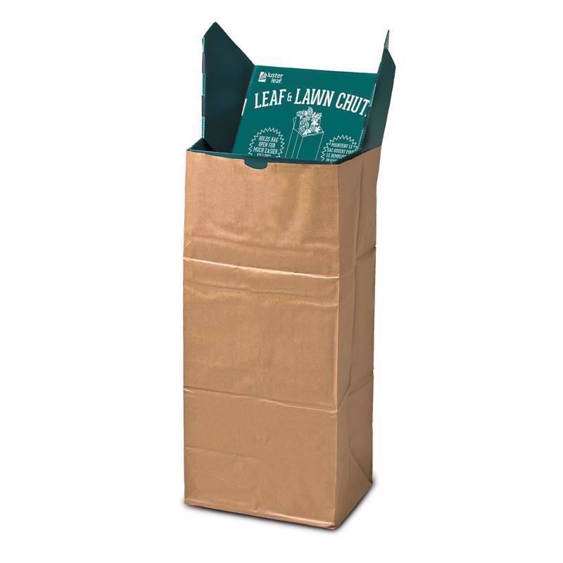 Set of 10 Emery Jensen lawn and leaf chute bag holders for yard waste collection, shown in a natural outdoor setting.