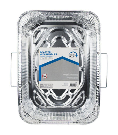 Emery Jensen foil bakeware roaster with handle, 16-5/8 inches long, shown in a pack of 12 for convenient cooking and baking.