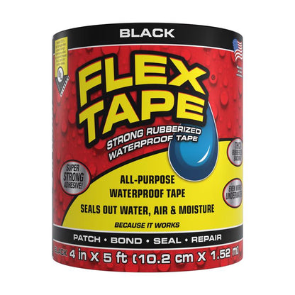 FLEX TAPE BLACK 4"X5' - Pack of 4