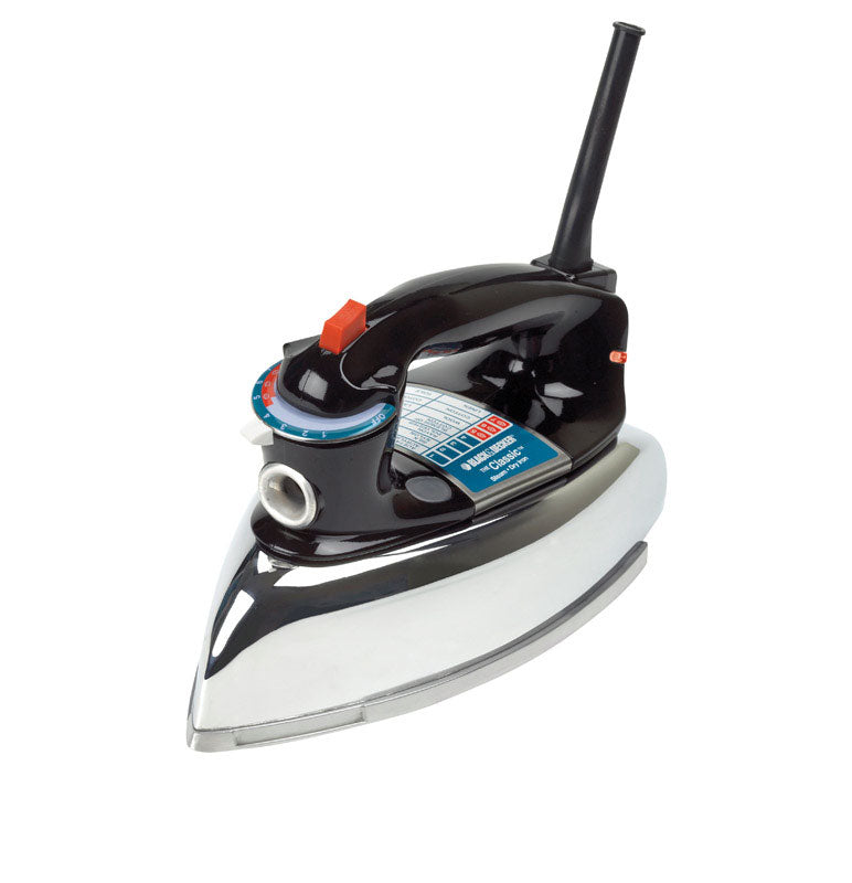 Two Emery Jensen Classic Steam Irons for all fabrics, featuring ergonomic handles and sleek design for easy ironing.