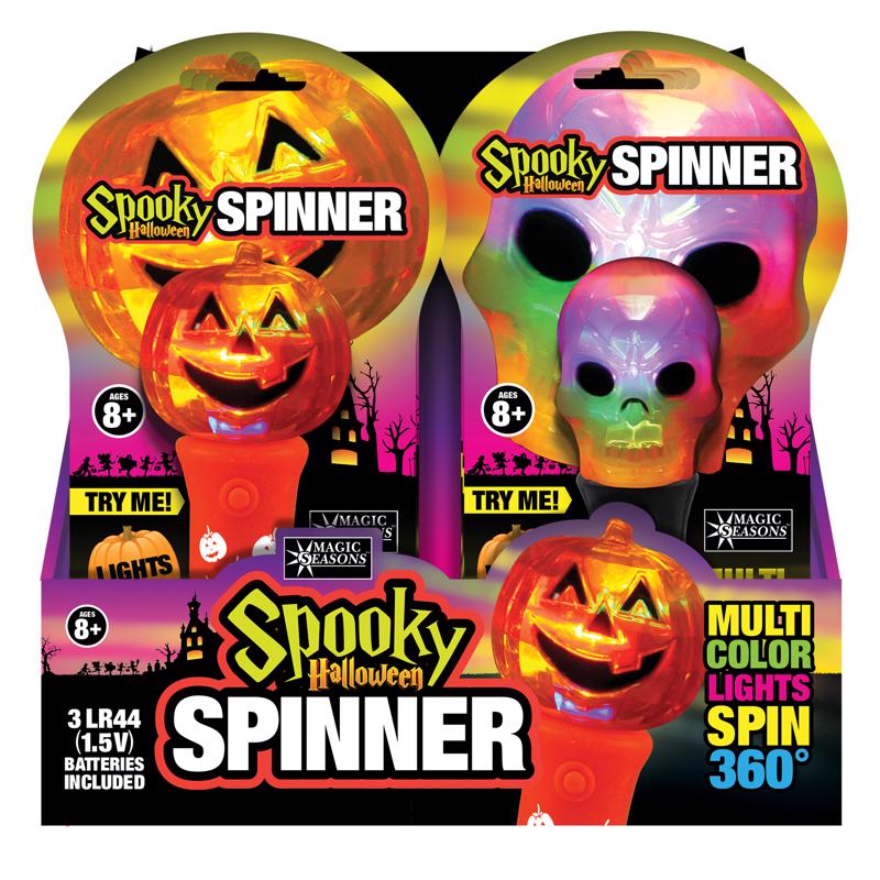 Set of 12 Emery Jensen Spooky Spinr Light toys, colorful novelty gifts with spinning light features for fun and entertainment.