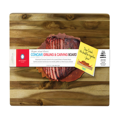 Three Emery Jensen CARV BRD CNCVE REC13X19 wood cutting boards stacked, showing smooth wooden surface and rectangular shape.