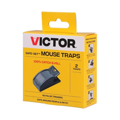 Emery Jensen Mouse Trap SafeSet 2-pack with bait, designed for effective mouse and rat control, shown with trap and bait station.
