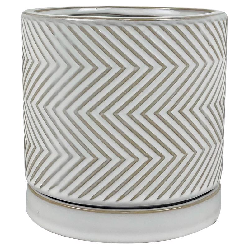PLANTER CRSS PTRN WHT 6" - Pack of 6